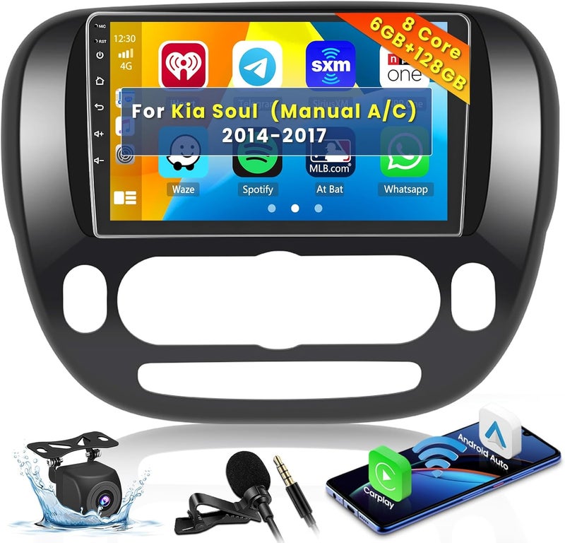 Roinvou [8 Core 6G+128G] Android Radio for Kia Soul 2014-2017 (Manual A/C) with Wireless Carplay, 9 Inch IPS Touch Screen - Image 1