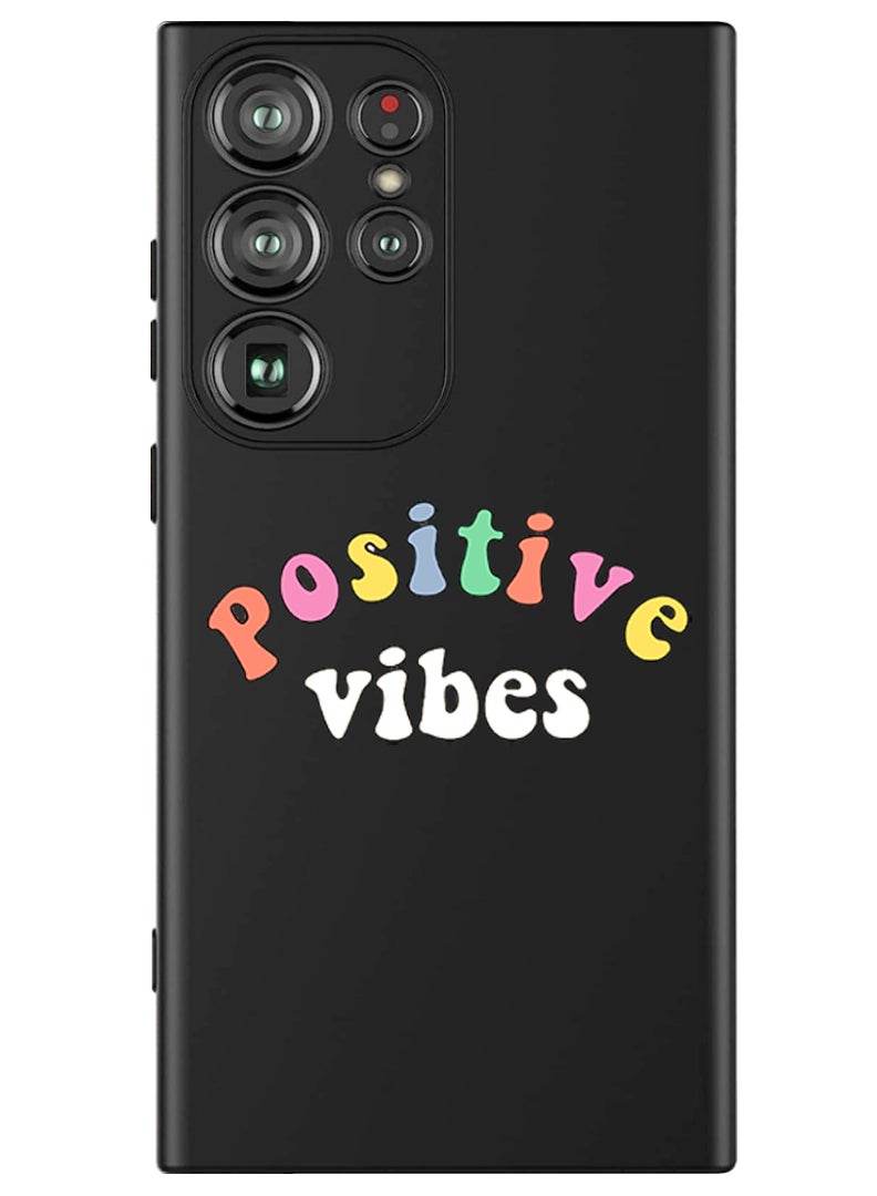 Theodor Protective Slim Fit Case Liquid Silicone Cover with Full Body Protection Anti-Scratch Shockproof Case For Samsung Galaxy S24 Ultra (Black) - Positive Vibes - Image 1
