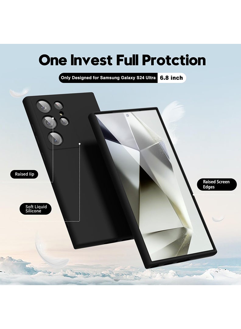 Theodor Protective Slim Fit Case Liquid Silicone Cover with Full Body Protection Anti-Scratch Shockproof Case For Samsung Galaxy S24 Ultra (Black) - Positive Vibes - Image 3