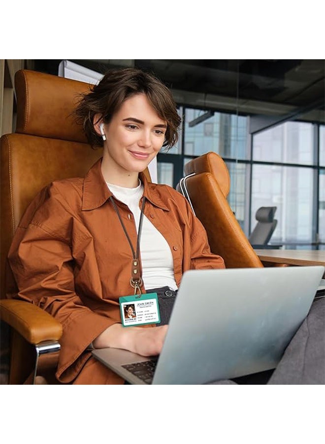 Leather Lanyard,Retro Leather Lanyards for ID Badges,Keys(13.8 In Neck Lanyard,Brown) - Image 5