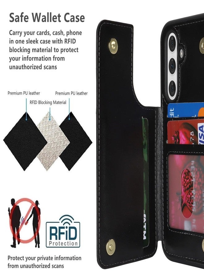 iCoverCase Compatible with Samsung Galaxy A54 5G Case with Card Holder, A54 5G Wallet Case for Women Men [RFID Blocking] PU Leather Protective Phone Case for A54 5G (Black) - Image 4