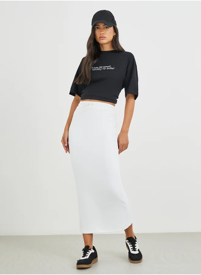 Styli Styli Slogan Print Short Sleeve Oversized T-Shirt