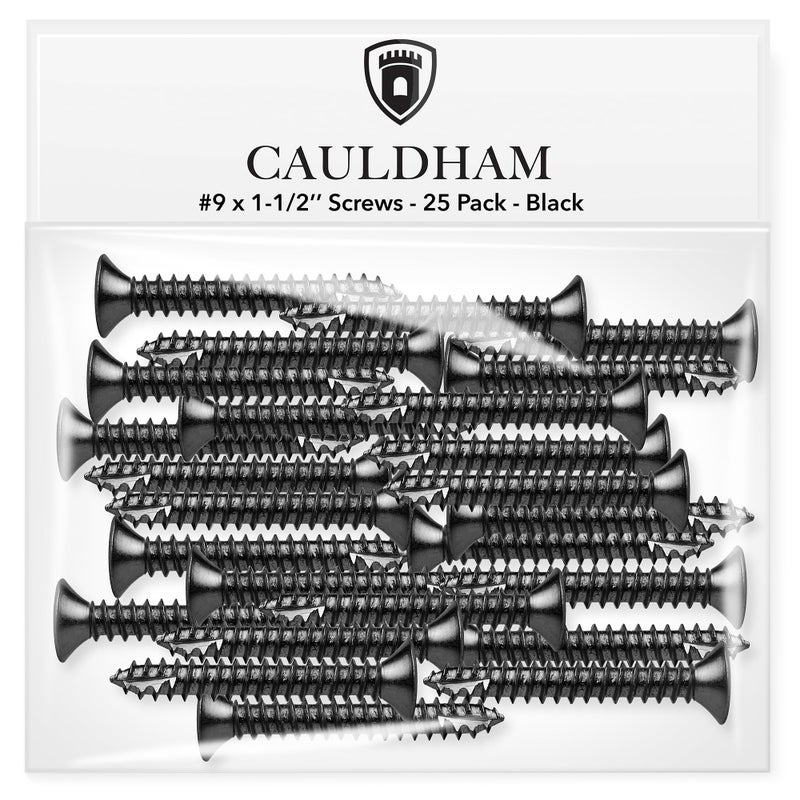 Cauldham Black Wood Screws #9 x 1-1/2 Inch for Door Hinges - 25 Pack - Image 2