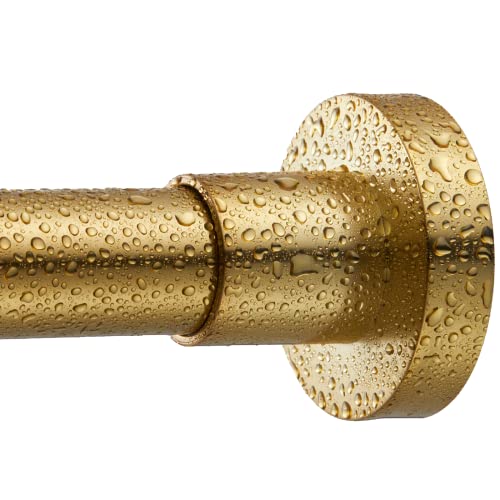 EBOATOP Gold Shower Curtain Rod - No Drill Non-Slip Spring Tension Shower Rod for Window or Bathroom, 27-43 inches Metal Steel, Gold - Image 2