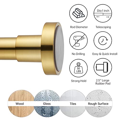 EBOATOP Gold Shower Curtain Rod - No Drill Non-Slip Spring Tension Shower Rod for Window or Bathroom, 27-43 inches Metal Steel, Gold - Image 3