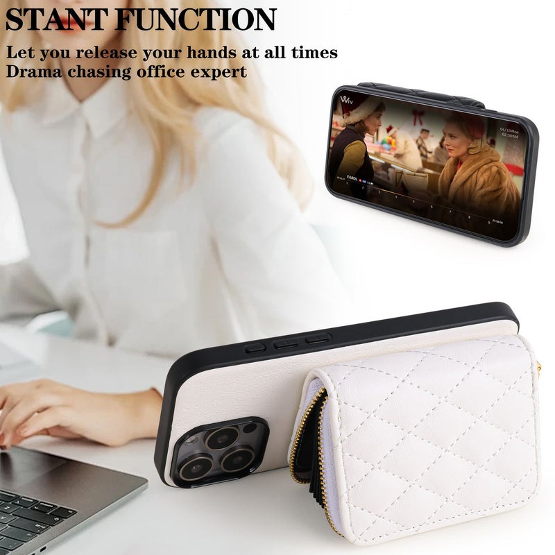 White Lamb Pattern Faux Leather Wallet Case For iPhone 17 Pro Max - Image 3