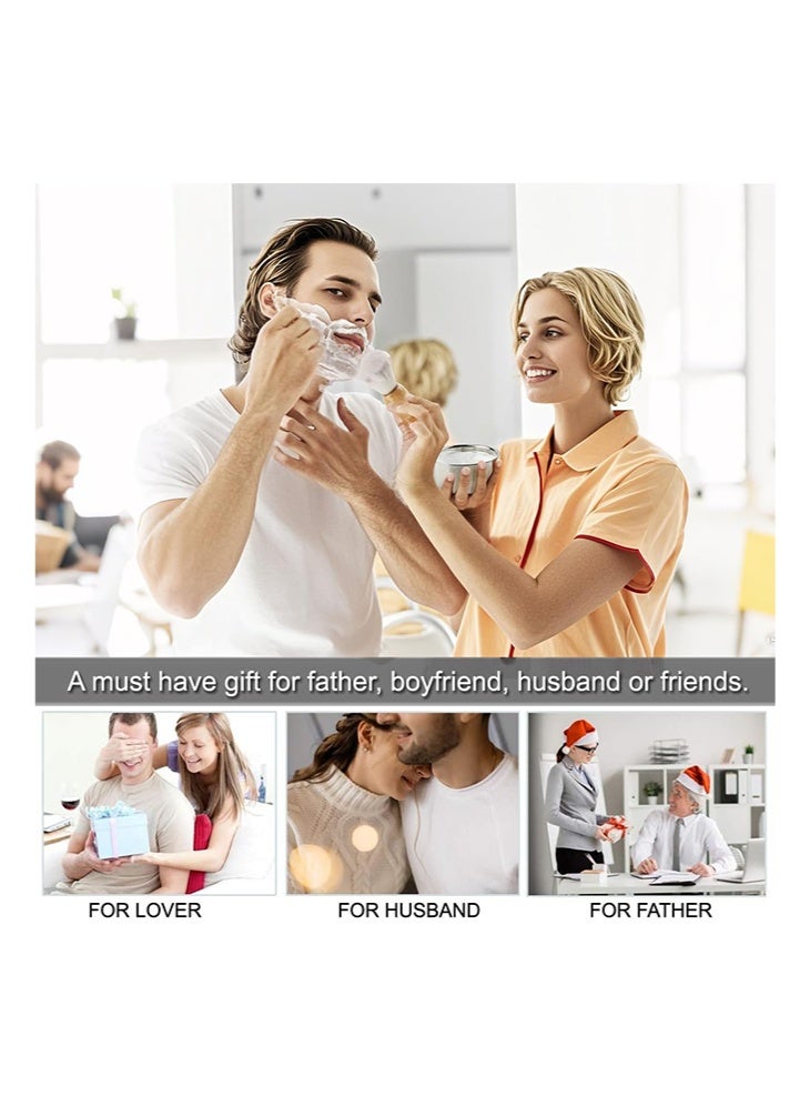 meayul Shaving Brush Set 3 in 1 Men Shaving Brush Kit with Badger Hair Shaving Brush Stainless Steel Soap Bowl Stand, Beard Shaving Cleaning Tool Professional Salon Tool for Men Father Husband Boyfriend Gift - Image 2