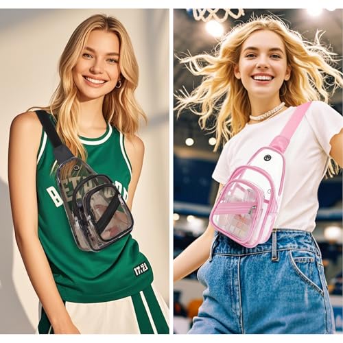 ASKSKY Clear Bag for Stadium Events Clear Backpack Purse for Women Waterproof PVC Crossbody Fanny Pack for Concert Football Sport Hiking Travel Semi Black - Image 3