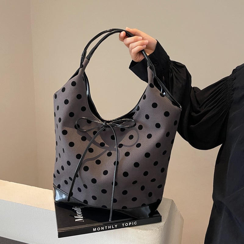 Korean Style Retro Large Capacity Underarm Bag Women'S 2024 Super Popular Bow Tote Bag Portable Shoulder Bag - Image 2