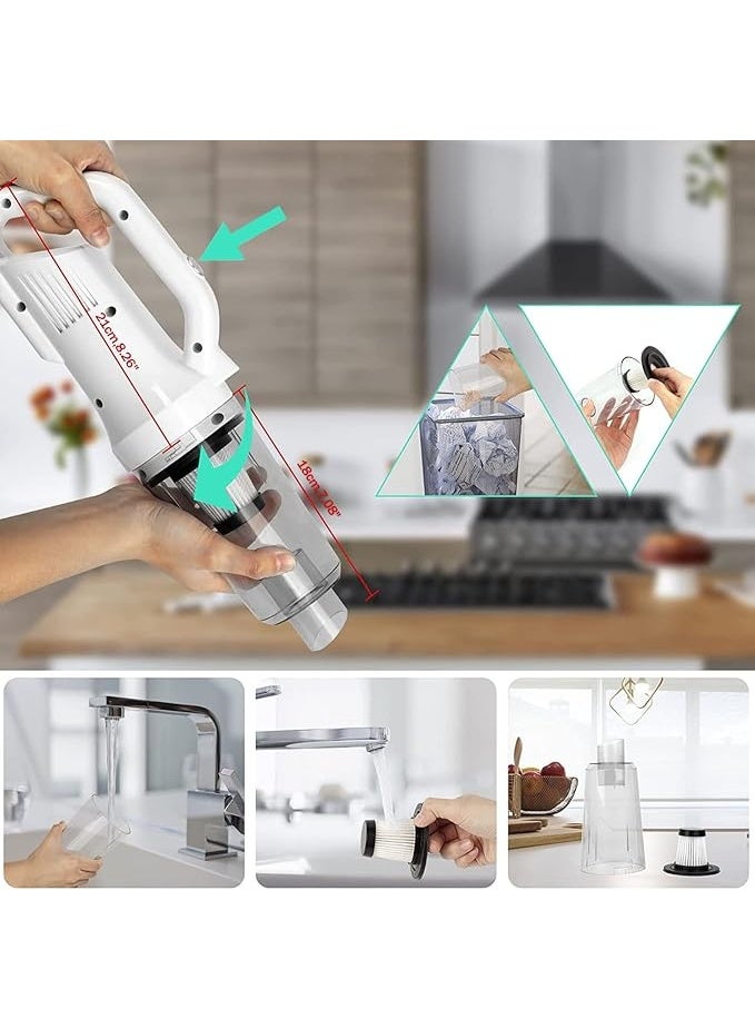 DUNISO مكنسة كهربائية لاسلكية، 15000Pa مكنسة لاسلكية قوية 3 في 1، خفيفة الوزن وصامتة للغاية لتنظيف الأرضيات الخشبية والسجاد والحيوانات الأليفة والسيارات - Image 2