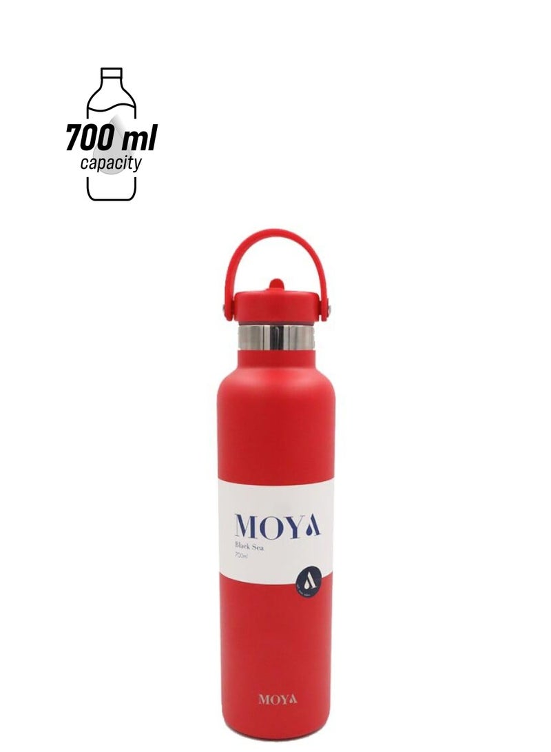 Moya "Black Sea"  700ml Insulated Sustainable Water Bottle Red - Image 1