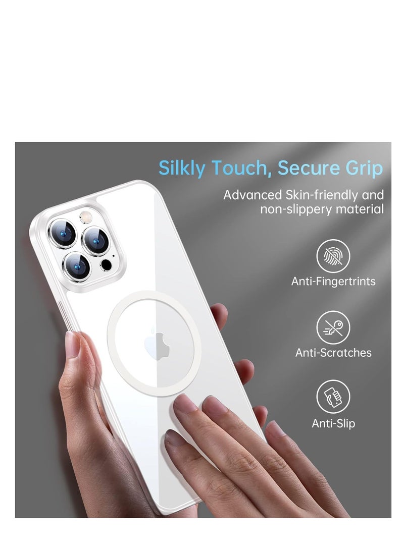Generic - Built in Magnets Compatible with MagSafe Clear Hard PC Back Cover Soft TPU Frame Shockproof Protective Slim Bumper Case for iPhone 14 Pro Max white - Image 1