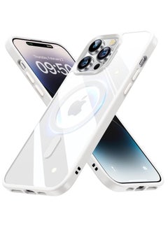 Built in Magnets Compatible with MagSafe Clear Hard PC Back Cover Soft TPU Frame Shockproof Protective Slim Bumper Case for iPhone 14 Pro Max white