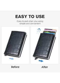 We Happy RFID Protection Leather Cover Ultra-Thin Aluminum Case Premium Credit Card Holder Automatic Pop UP Wallet  - Image 2