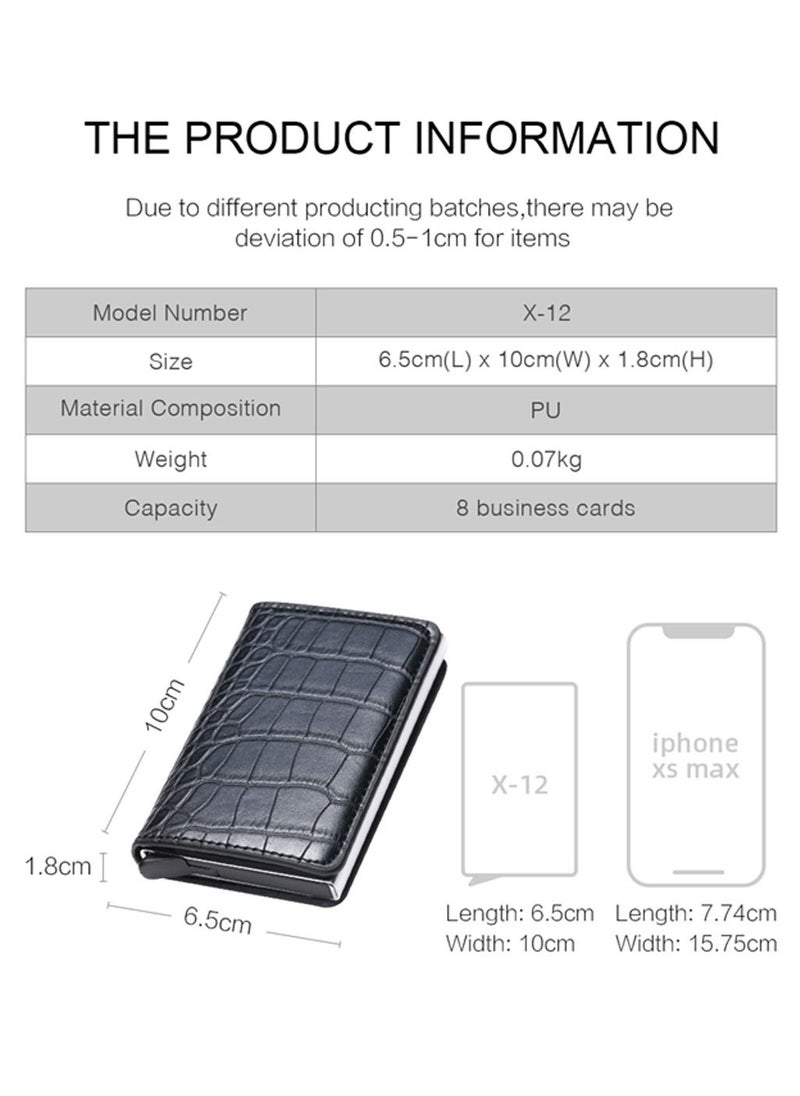 We Happy - RFID Protection Leather Cover Ultra-Thin Aluminum Case Premium Credit Card Holder Automatic Pop UP Wallet - Image 1
