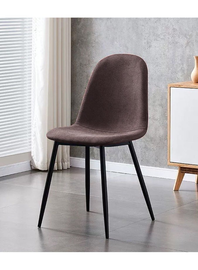 لاني كراسي طعام لكراسي جانبية حديثة في منتصف القرن، كراسي طعام معبأة بالأقمشة مع مطبخ للأقدام المعدنية، غرفة المعيشة، مطعم والأحداث، قطعة واحدة براون - Image 1