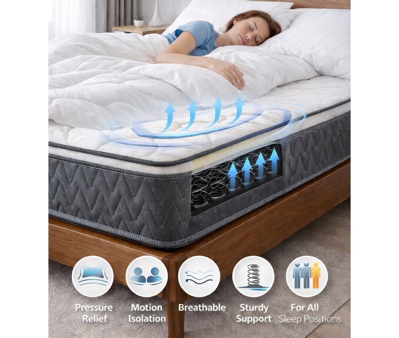 Rexal Home Cozy King Size Bonnell Spring Mattress with Pillow Top – 180 × 190 × 25 cm – Medium Firm Comfort - Image 5