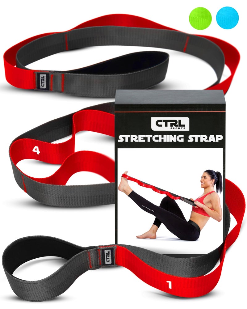 CTRL SPORTS Stretching Strap with Loops - Non Elastic Stretch Band for Physical Therapy, Yoga Strap for Stretching Equipment, Stretch Bands for Exercise and Flexibility - Fascia, Hamstring and Leg Stretcher Belt  - Image 1