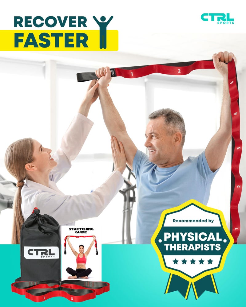 CTRL SPORTS Stretching Strap with Loops - Non Elastic Stretch Band for Physical Therapy, Yoga Strap for Stretching Equipment, Stretch Bands for Exercise and Flexibility - Fascia, Hamstring and Leg Stretcher Belt  - Image 5