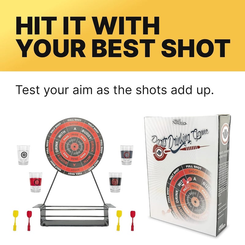 Go Hooked Dartboard Drinking Game for Bachelor Party, Friends & Family Nights | Fun Over with 4 Shot Glasses & 4 Darts | Friends Fun Bar Game Adult Party Supplies - Image 5