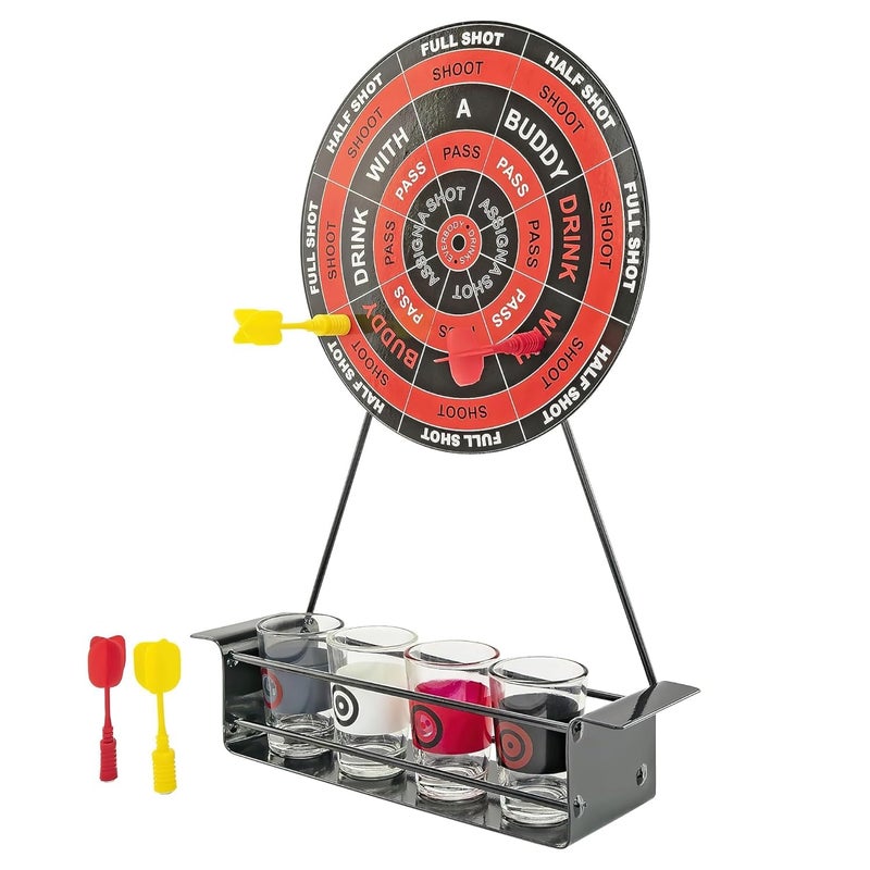 Go Hooked Dartboard Drinking Game for Bachelor Party, Friends & Family Nights | Fun Over with 4 Shot Glasses & 4 Darts | Friends Fun Bar Game Adult Party Supplies - Image 1