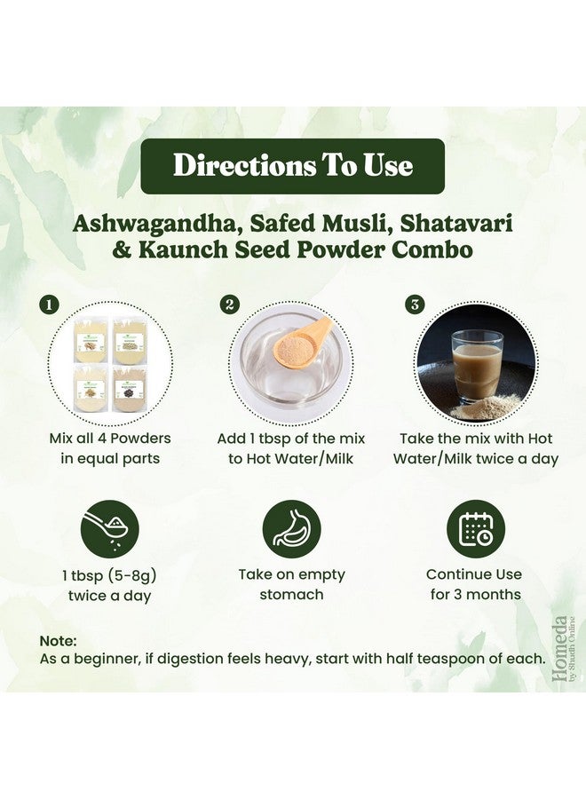 Shudh Online Safed Musli, Ashwagandha, Kaunch, Shatavari Powder Combo (Pack of 500 gram x 4 combo) - Image 3