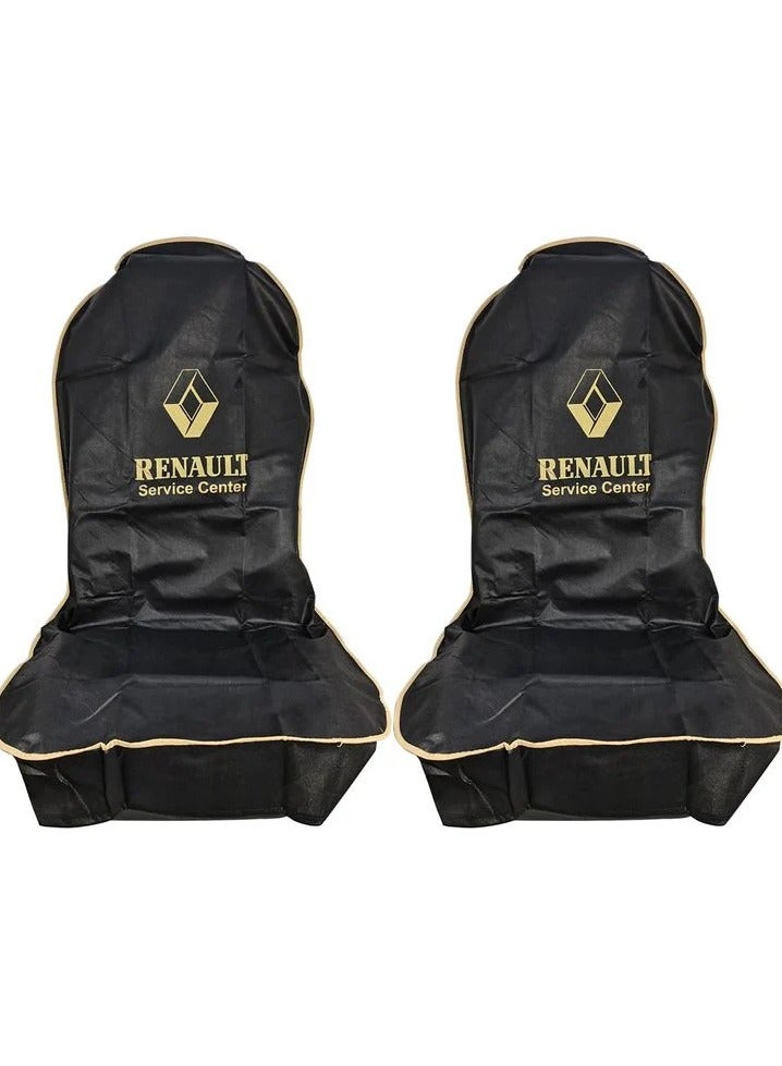 رينو Renault Car Seat Cover Universal Car Seat Dust Dirt Protection Cover Extra Protection For Your Seat 2pcs Set Black - Image 2
