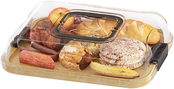 JEPISADI 13.4"x9.5" Portable Cheese Board with Standard Clear Lid - Bamboo Charcuterie Container for Office, School, Travel - Carrying Handle & Locking Clasps - Image 1