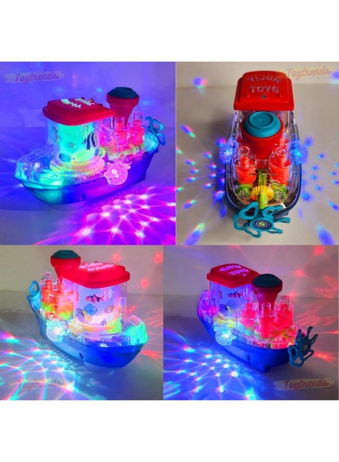 AlArabSooq Transparent Gear Land Ship | Best for Fun Loving Kids | Learning & Brain Development of Kids | 360 Moving Direction | LED Flash Lights with Music | Unisex (Girls & Boys) | 3+ Plus Age | 3AA Batteries Operated, Color May Vary | - Image 5
