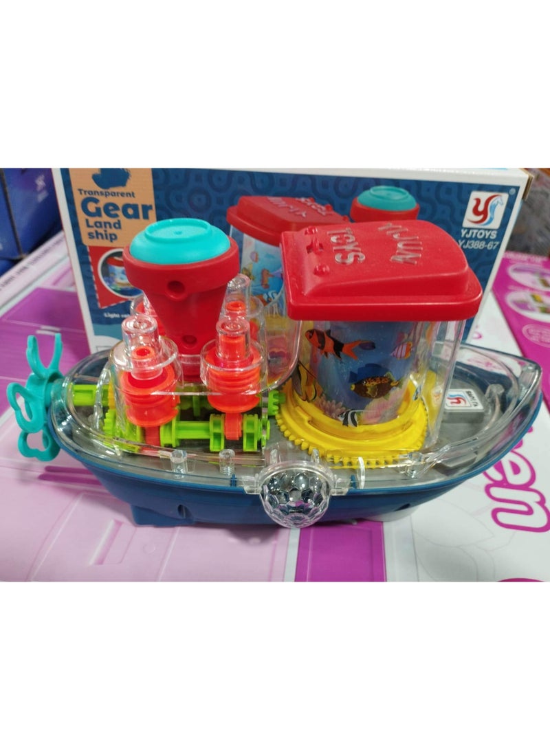 AlArabSooq Transparent Gear Land Ship | Best for Fun Loving Kids | Learning & Brain Development of Kids | 360 Moving Direction | LED Flash Lights with Music | Unisex (Girls & Boys) | 3+ Plus Age | 3AA Batteries Operated, Color May Vary | - Image 2