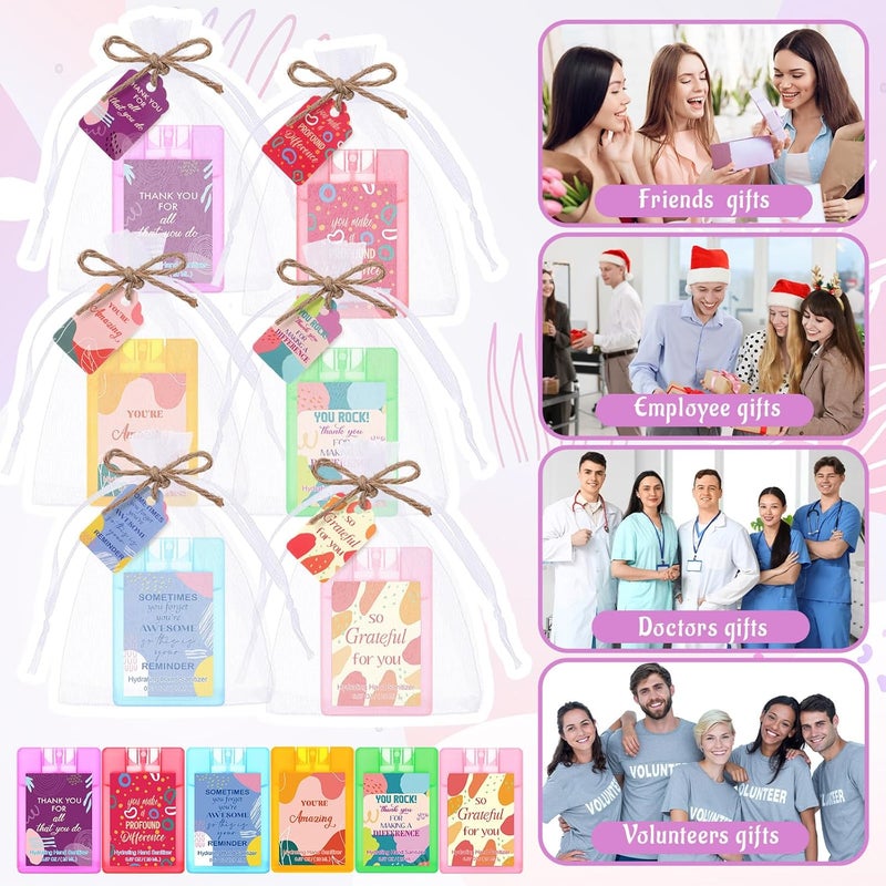 Frienda 24 Sets Hand Sanitizer Spray Bulk Thank You Hand Sanitizer Travel Size with Motivational Cards Organza Bags Pocket Spray Bottle Appreciation Gifts Set for Women Mothers Day Nurse Week - Image 5