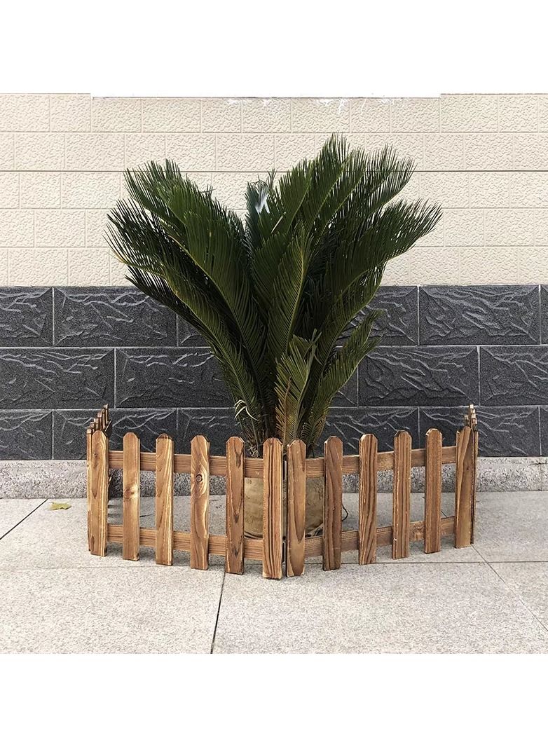 LINGWEI Wooden Fence Garden Edging Border Brown 121x30cm - Image 1