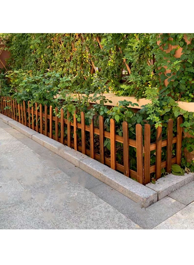 LINGWEI Wooden Fence Garden Edging Border Brown 121x30cm - Image 3