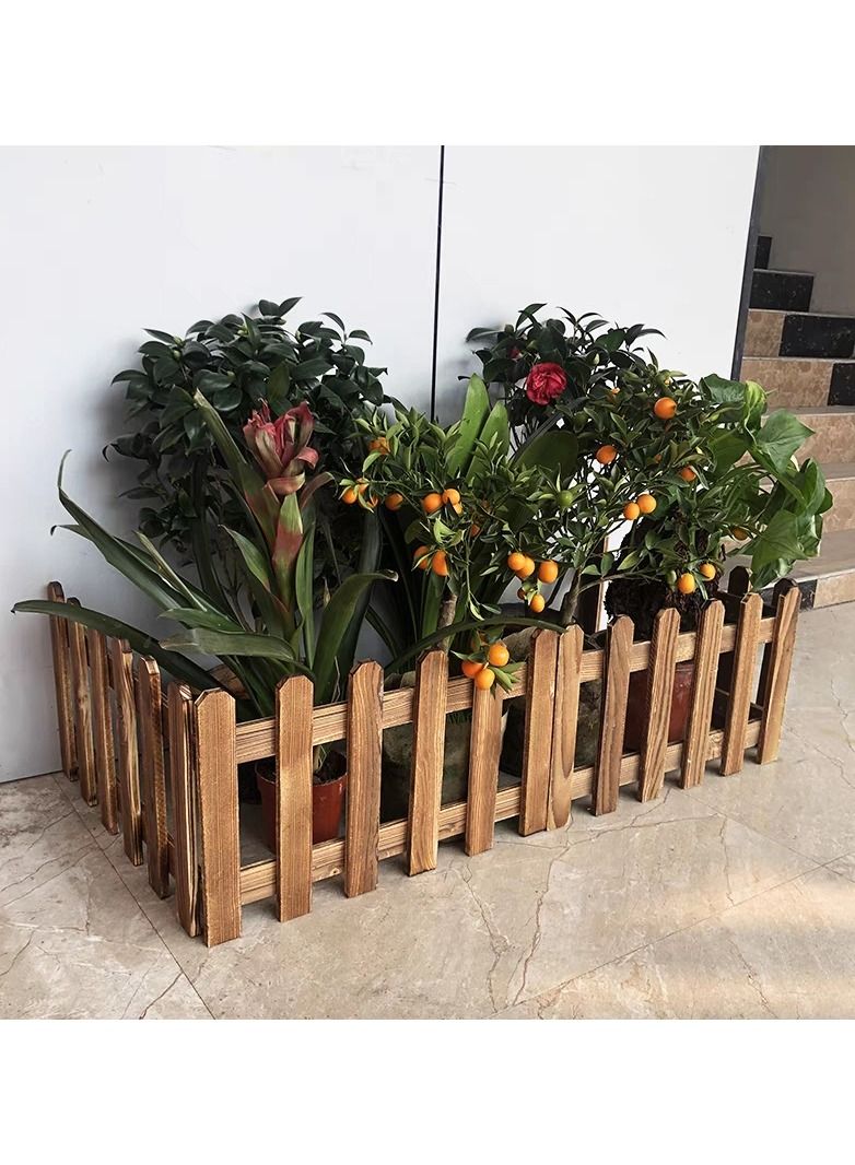 LINGWEI Wooden Fence Garden Edging Border Brown 121x30cm - Image 2