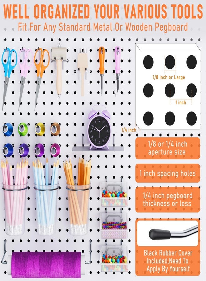INCLY 30PCS Peg Board Organizer Accessories Kit, Pegboard Hooks Assortment with Bins, Cups, Wire Baskets and Paper Towel Holder for 1/8“ and 1/4” Pegboard Garage Workbench Craft Room Organizing Tools - Image 4