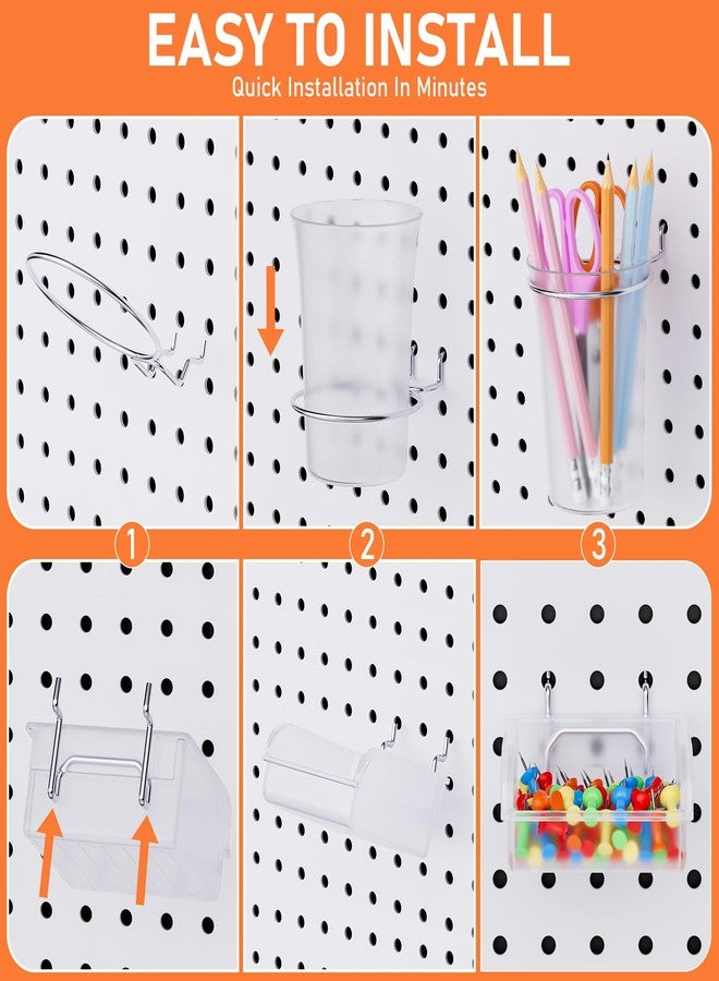 INCLY 30PCS Peg Board Organizer Accessories Kit, Pegboard Hooks Assortment with Bins, Cups, Wire Baskets and Paper Towel Holder for 1/8“ and 1/4” Pegboard Garage Workbench Craft Room Organizing Tools - Image 5