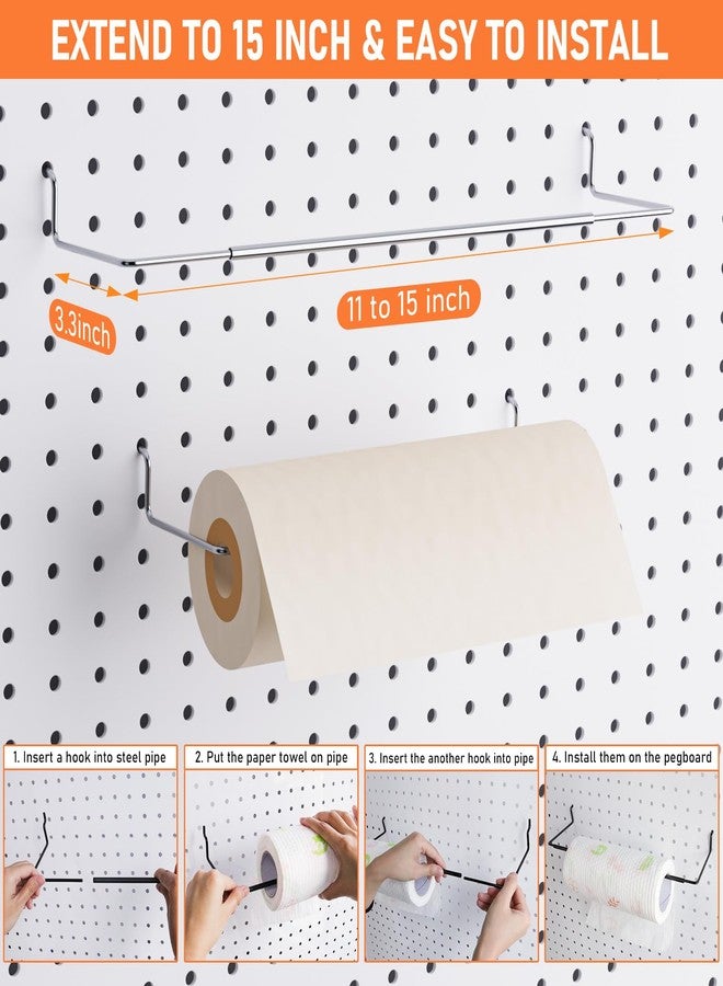 INCLY 30PCS Peg Board Organizer Accessories Kit, Pegboard Hooks Assortment with Bins, Cups, Wire Baskets and Paper Towel Holder for 1/8“ and 1/4” Pegboard Garage Workbench Craft Room Organizing Tools - Image 3