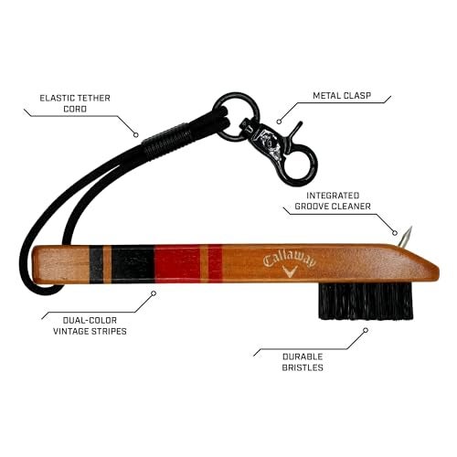 Callaway Heritage Wood Golf Club Brush with Groove Cleaner BlackRed - Image 3