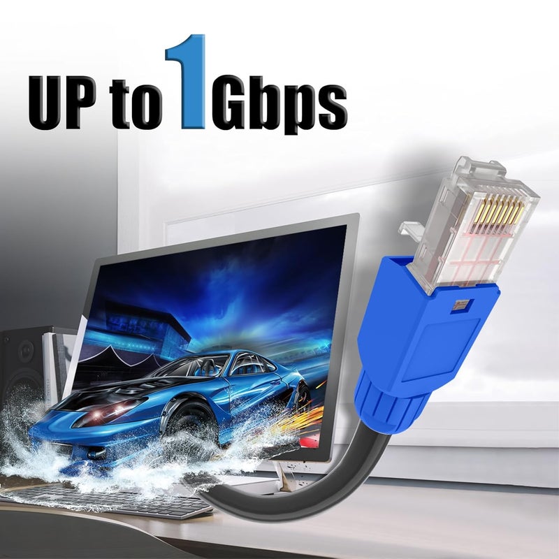 VCELINK RJ45 Connector Tool-Free, CAT6 Field Termination Plug, Gold Plated Modular Plug, UTP CAT6 Connector Toolless for 23 to 26 AWG Network Cable, 6 Pack, Blue - Image 3