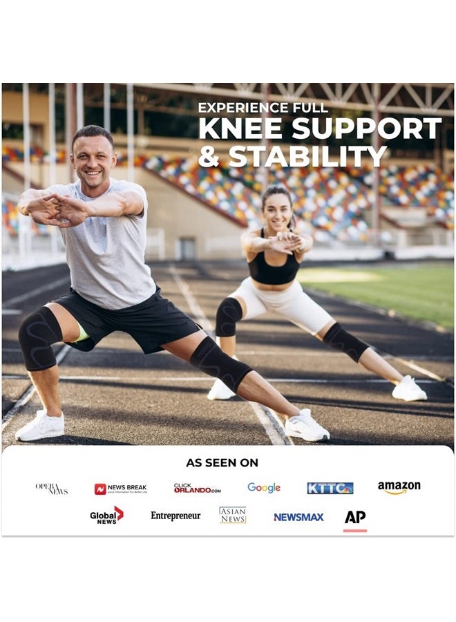 Modvel 2 Pack Knee Brace Compression Sleeve for Men & Women | Knee Support for Running | Medical Grade Knee Pads for Meniscus Tear, ACL, Arthritis, Joint Pain Relief. (M) - Image 2