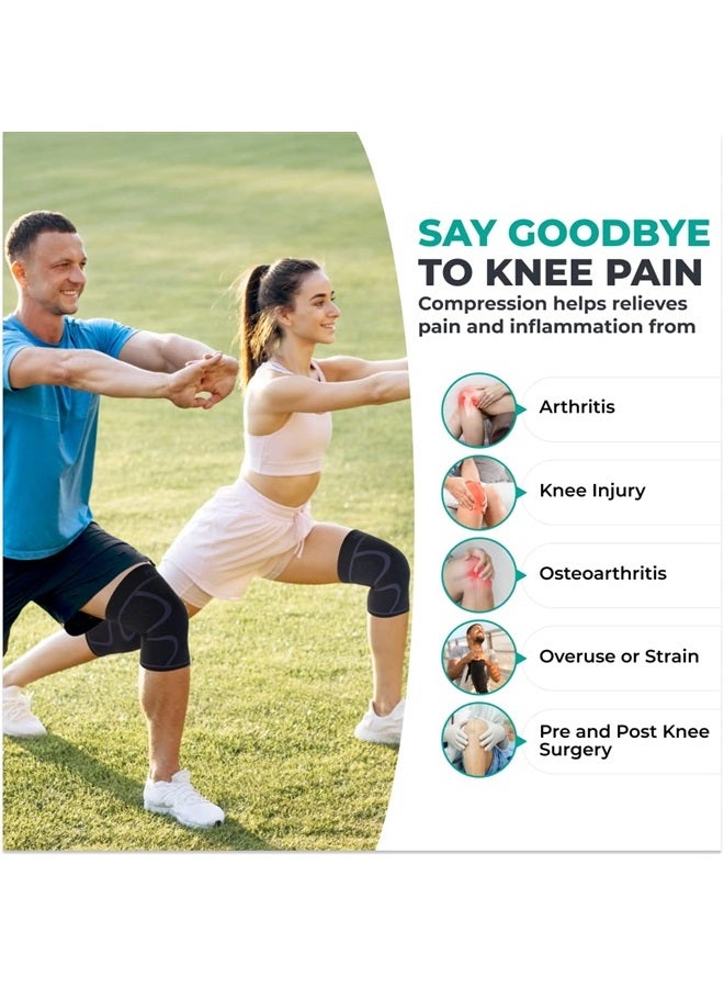 Modvel 2 Pack Knee Brace Compression Sleeve for Men & Women | Knee Support for Running | Medical Grade Knee Pads for Meniscus Tear, ACL, Arthritis, Joint Pain Relief. (M) - Image 3