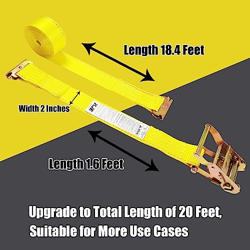 KJE 8 Pack E-Track Ratchet Straps, Heavy Duty 2" x20' Cargo Tie-Downs, 4500LBS Breaking Strength, Standard E Track Fitting Tie Down Ratcheting Strap for Cargo Vans, Trucks, Trailers - Image 3