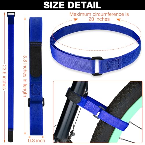 Hestya 12 Pieces Bike Rack Straps 23.6 Inches Adjustable Bike Cinch Straps Wheel Stabilizer Bicycle Accessories for Transporting Bicycles(Black, Orange, Blue) - Image 2