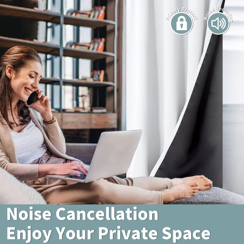 BGment Thermal Insulated 100% Blackout Curtains for Bedroom with Black Liner, Double Layer Full Room Darkening Noise Reducing Rod Pocket Curtain (52 x 84 Inch, Pure White, 2 Panels) - Image 5