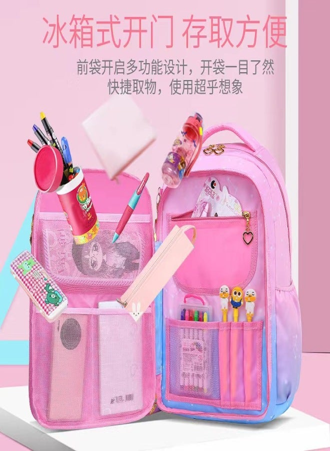 Primary school bag girl 1-24-6 grade gradient Korean version children's cute 6-12 years old large space backpack Yunduo Purple Medium - Image 4