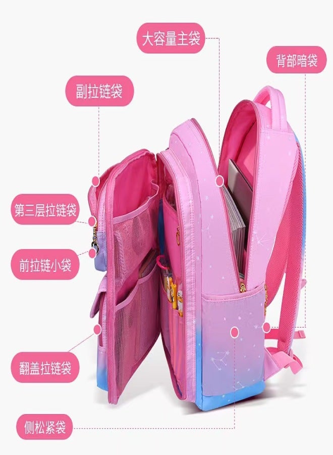 Primary school bag girl 1-24-6 grade gradient Korean version children's cute 6-12 years old large space backpack Yunduo Purple Medium - Image 5