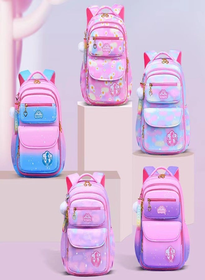 Primary school bag girl 1-24-6 grade gradient Korean version children's cute 6-12 years old large space backpack Yunduo Purple Medium - Image 2