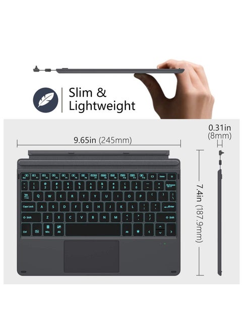 Keyboard Case for Surface Go 3 / Surface Go 2 / Surface Go,  Backlight Magnetic Detachable Bluetooth Keyboard with Trackpad, Rechargeable Keyboard for Surface Go - Black