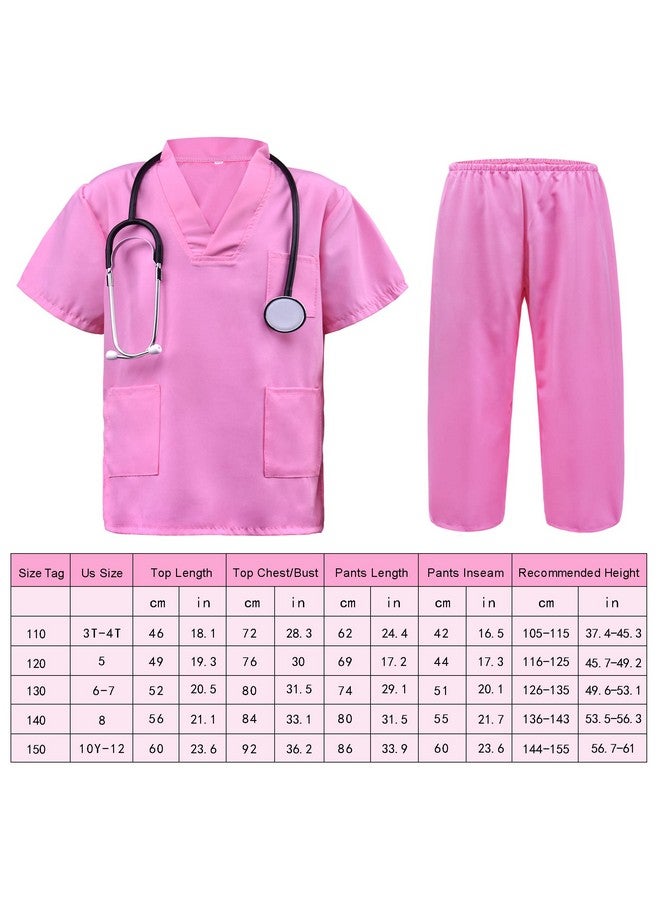 ZZIHAN Kids Doctor Costume Pink Scrubs Set - Nurse & Veterinarian Dress Up with Accessories - Stethoscope, Nursing Clipboards & More - Toddler Girls 3-4T Birthday Party & Halloween Costum - Image 2
