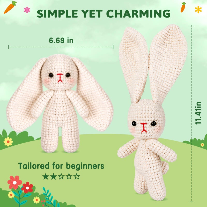 Crochetta Crochet Kit for Beginners, Crochet Starter Kit w Step-by-Step Video Tutorials, Beginner Crochet Kit Knitting Supplies for Adults Kids, Crochet Bunny(40%+ Yarn) - Image 5